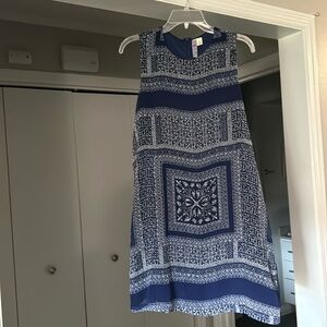 Blue patterned tank dress